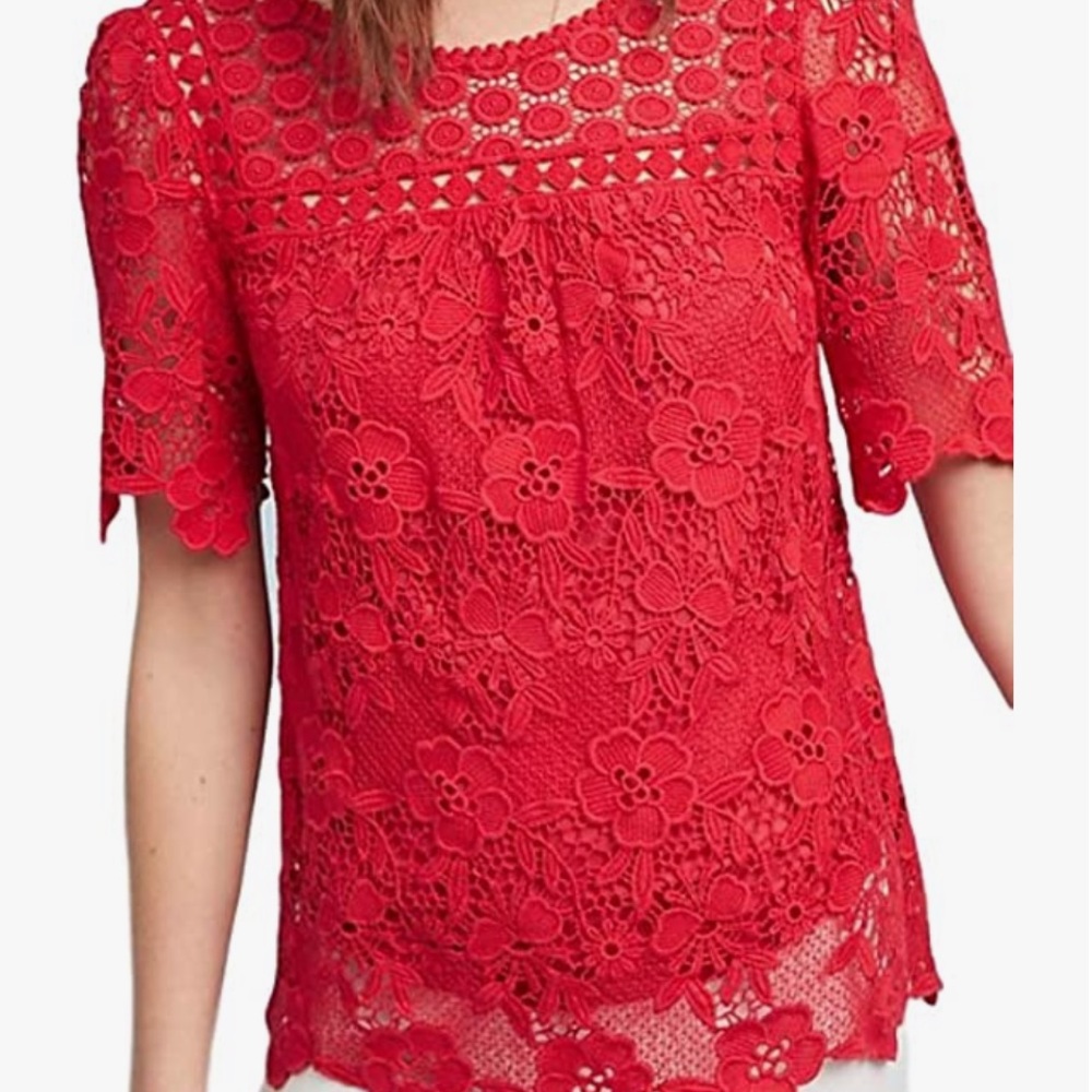 Anthropologie red lace top size 12